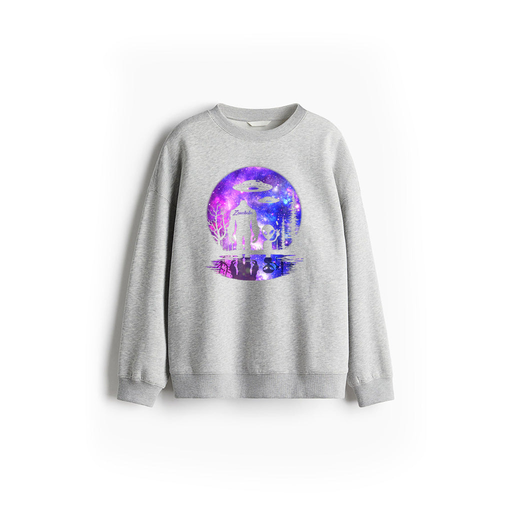 Alien And Bigfoot Full Moon Sasquatch UFO Sweatshirt