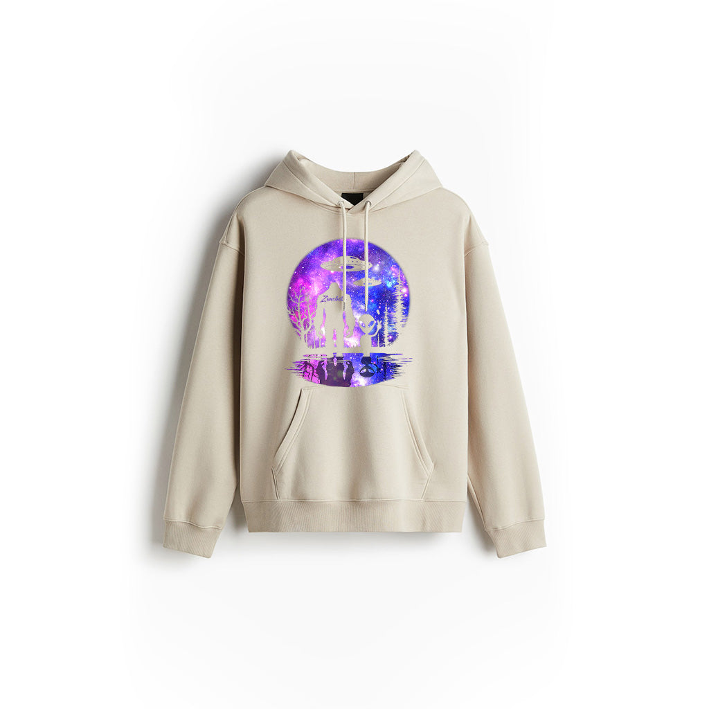 Alien And Bigfoot Full Moon Sasquatch UFO Hoodie