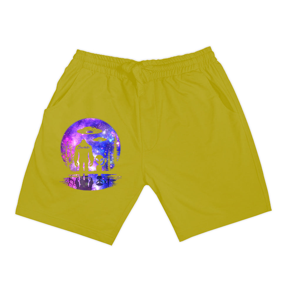 Alien And Bigfoot Full Moon Sasquatch UFO Shorts