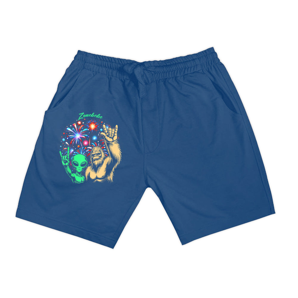 Alien Bigfoot Rock 4Th Of July Fireworks UFO Sasquatch Fan Shorts
