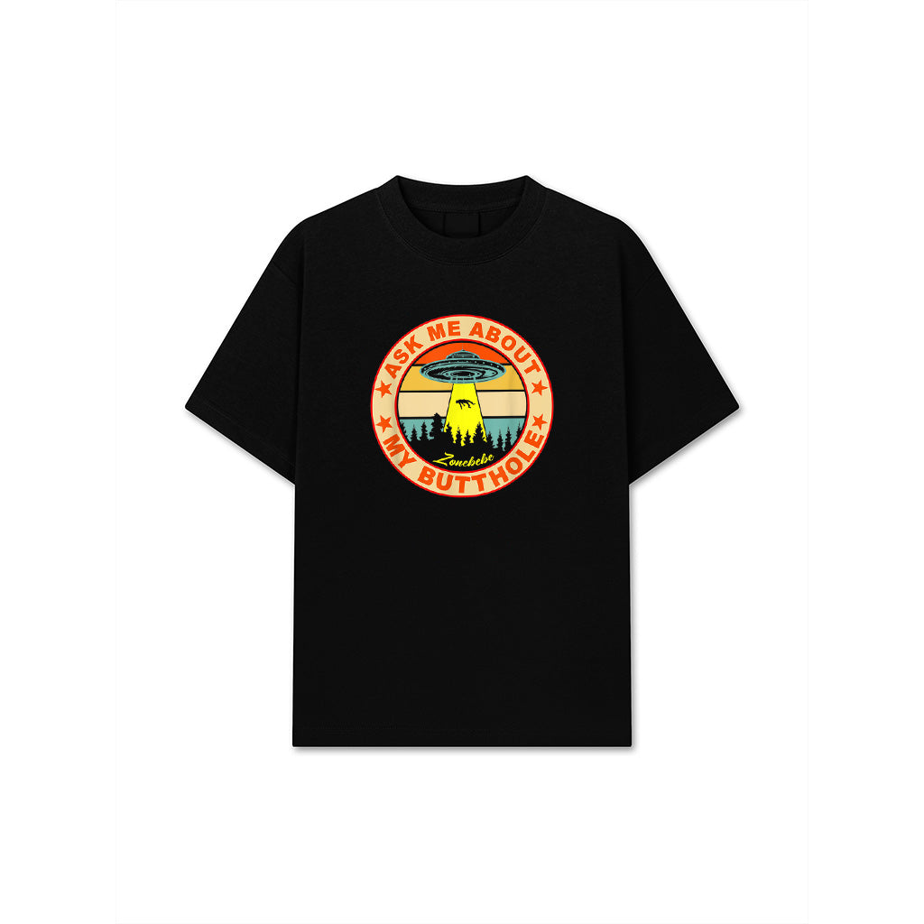 Ask Me About My Butthole Funny UFO Alien Abduction Vintage T-Shirt