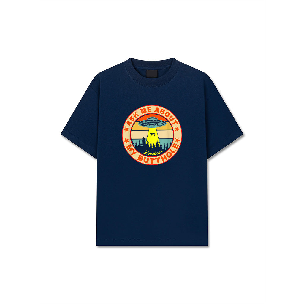 Ask Me About My Butthole Funny UFO Alien Abduction Vintage T-Shirt