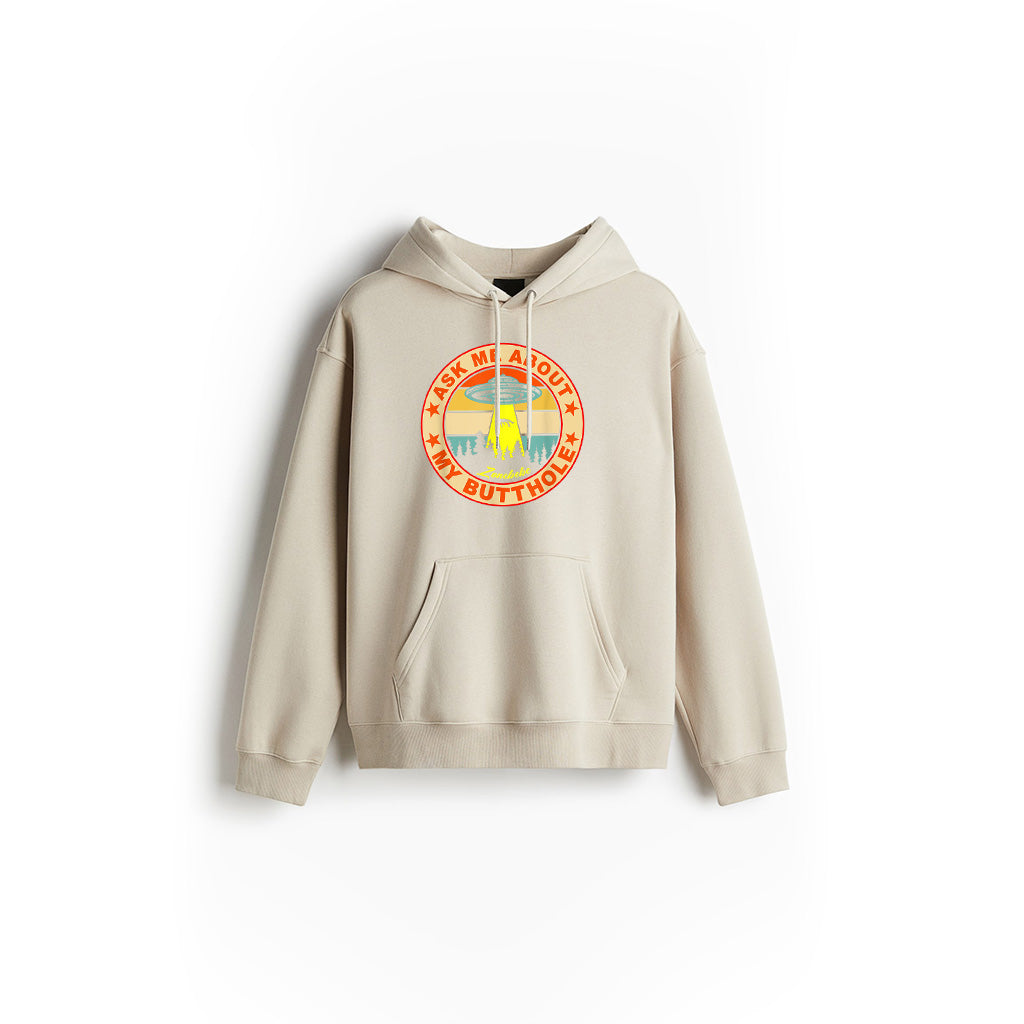 Ask Me About My Butthole Funny UFO Alien Abduction Vintage Hoodie