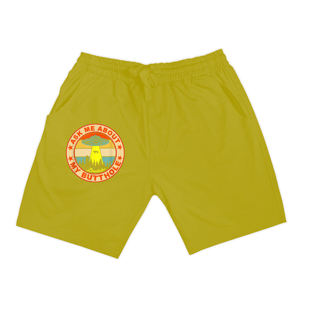 Ask Me About My Butthole Funny UFO Alien Abduction Vintage Shorts