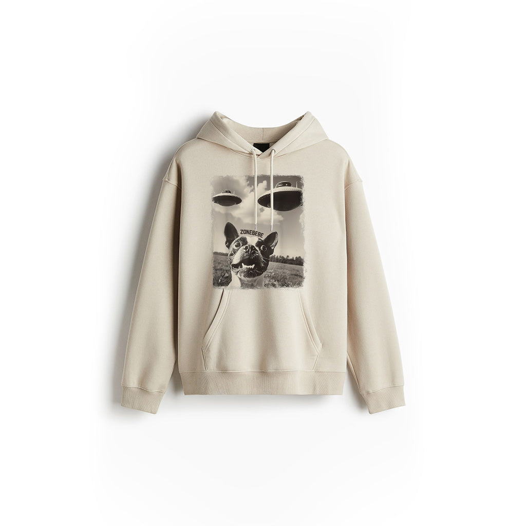 Boston Terrier Dog UFO Alien Extraterrestrial Selfie Hoodie