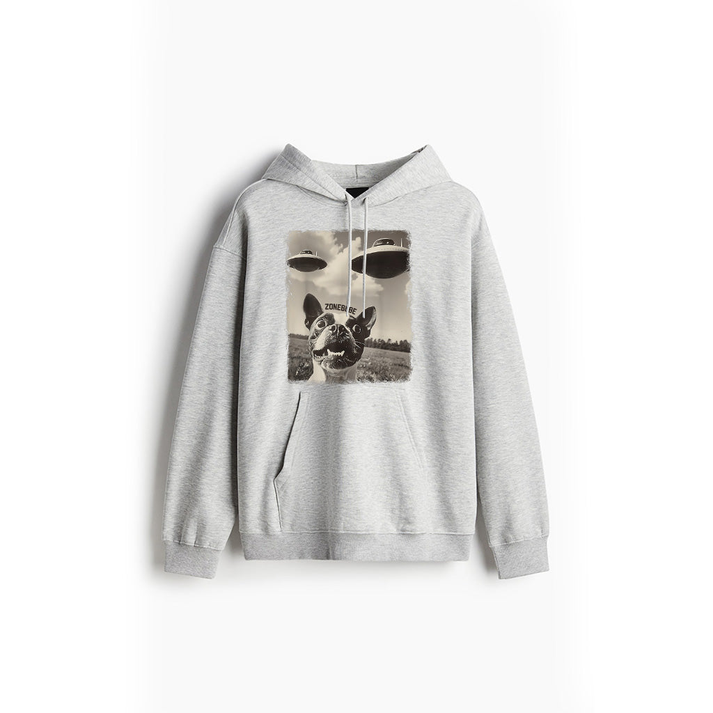 Boston Terrier Dog UFO Alien Extraterrestrial Selfie Hoodie