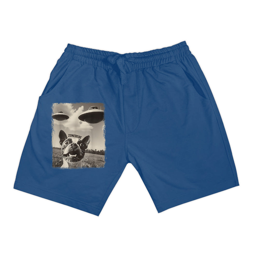 Boston Terrier Dog UFO Alien Extraterrestrial Selfie Shorts