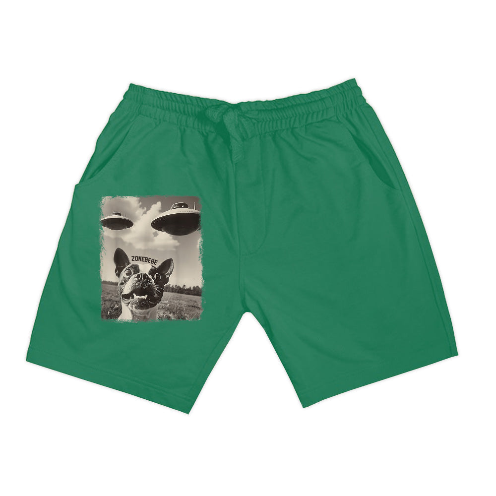 Boston Terrier Dog UFO Alien Extraterrestrial Selfie Shorts