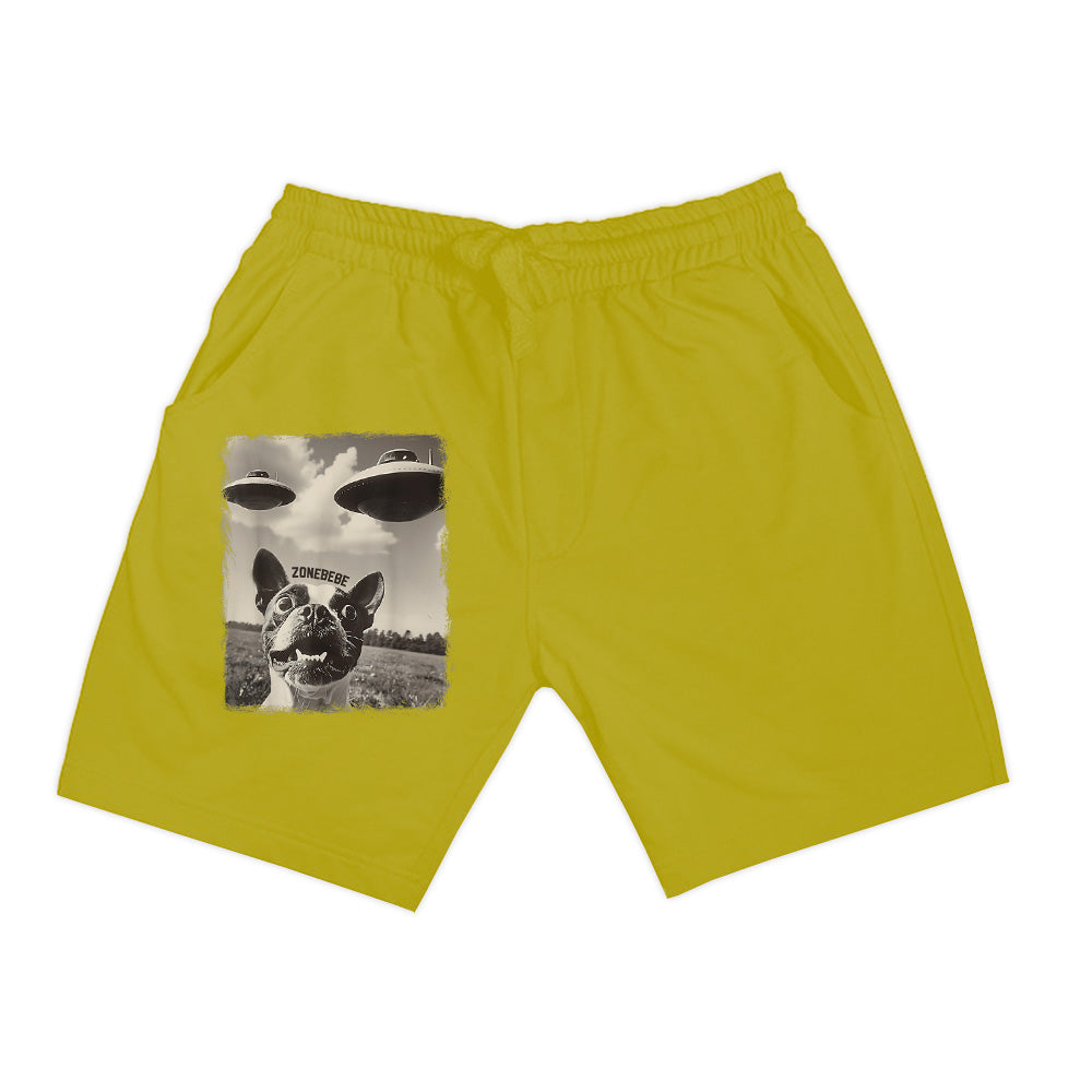 Boston Terrier Dog UFO Alien Extraterrestrial Selfie Shorts