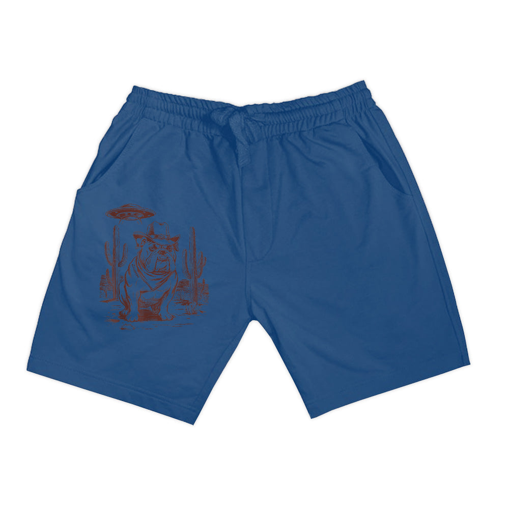 Bulldog UFO Western Vintage Alien 90S Retro Cowboy Shorts