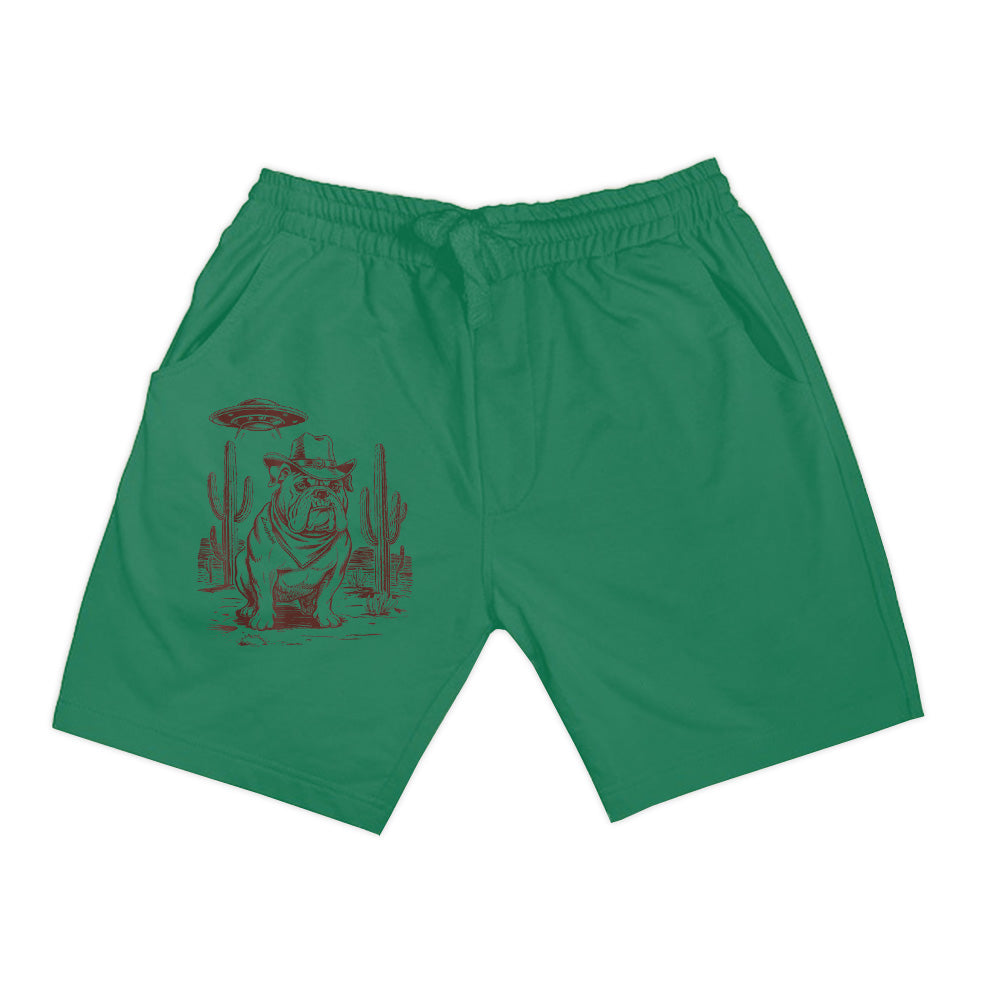 Bulldog UFO Western Vintage Alien 90S Retro Cowboy Shorts
