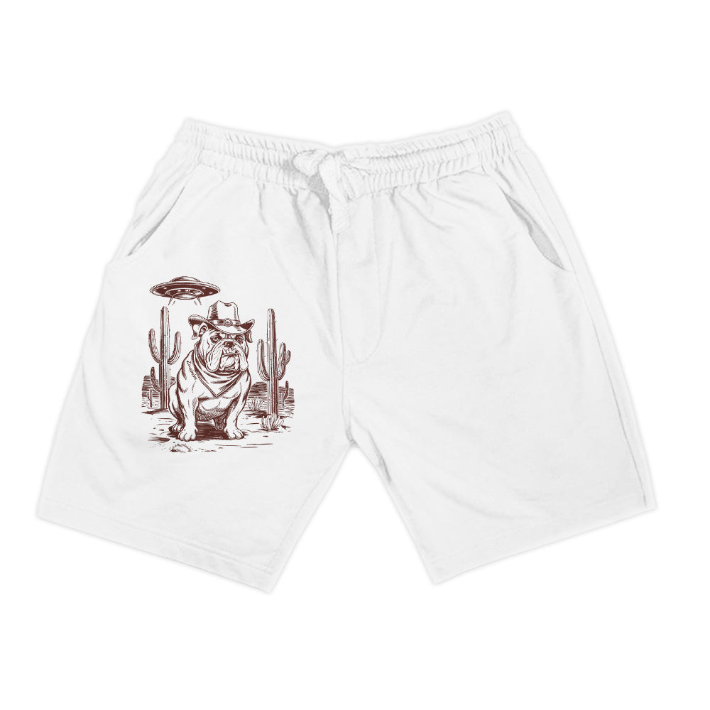 Bulldog UFO Western Vintage Alien 90S Retro Cowboy Shorts