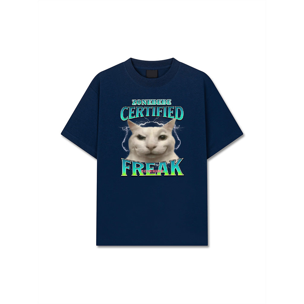Certified Freak Funny Cat Meme Cursed Silly Staring Cat T-Shirt