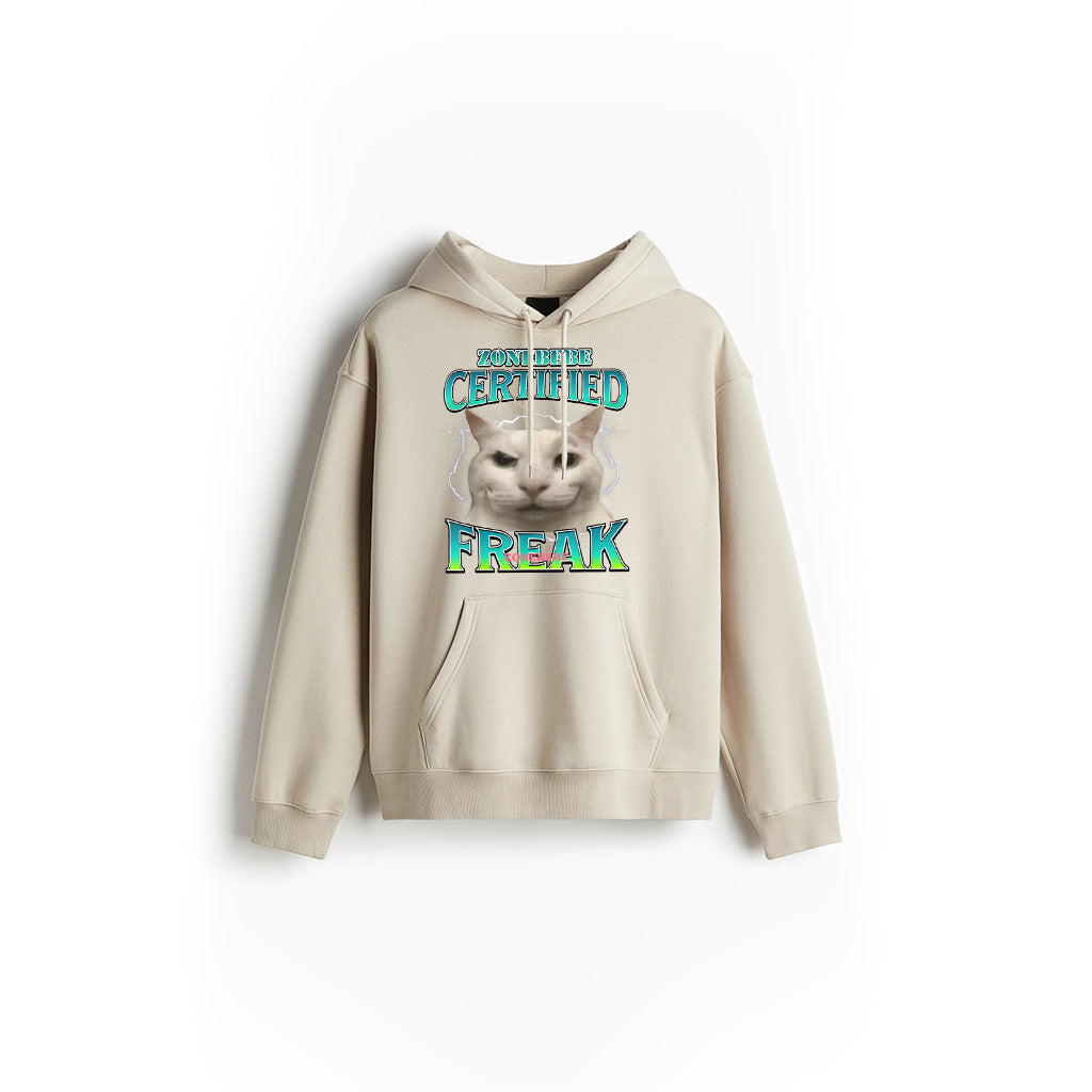 Certified Freak Funny Cat Meme Cursed Silly Staring Cat Hoodie
