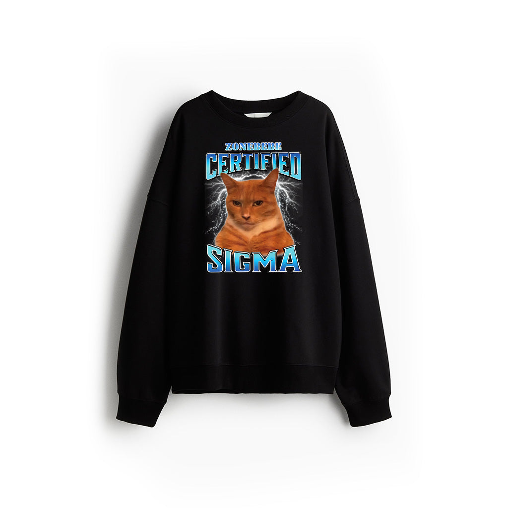 Certified Sigma Funny Staring Cat Meme Sarcastic Silly Cat Sweatshirt