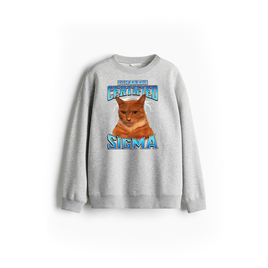 Certified Sigma Funny Staring Cat Meme Sarcastic Silly Cat Sweatshirt