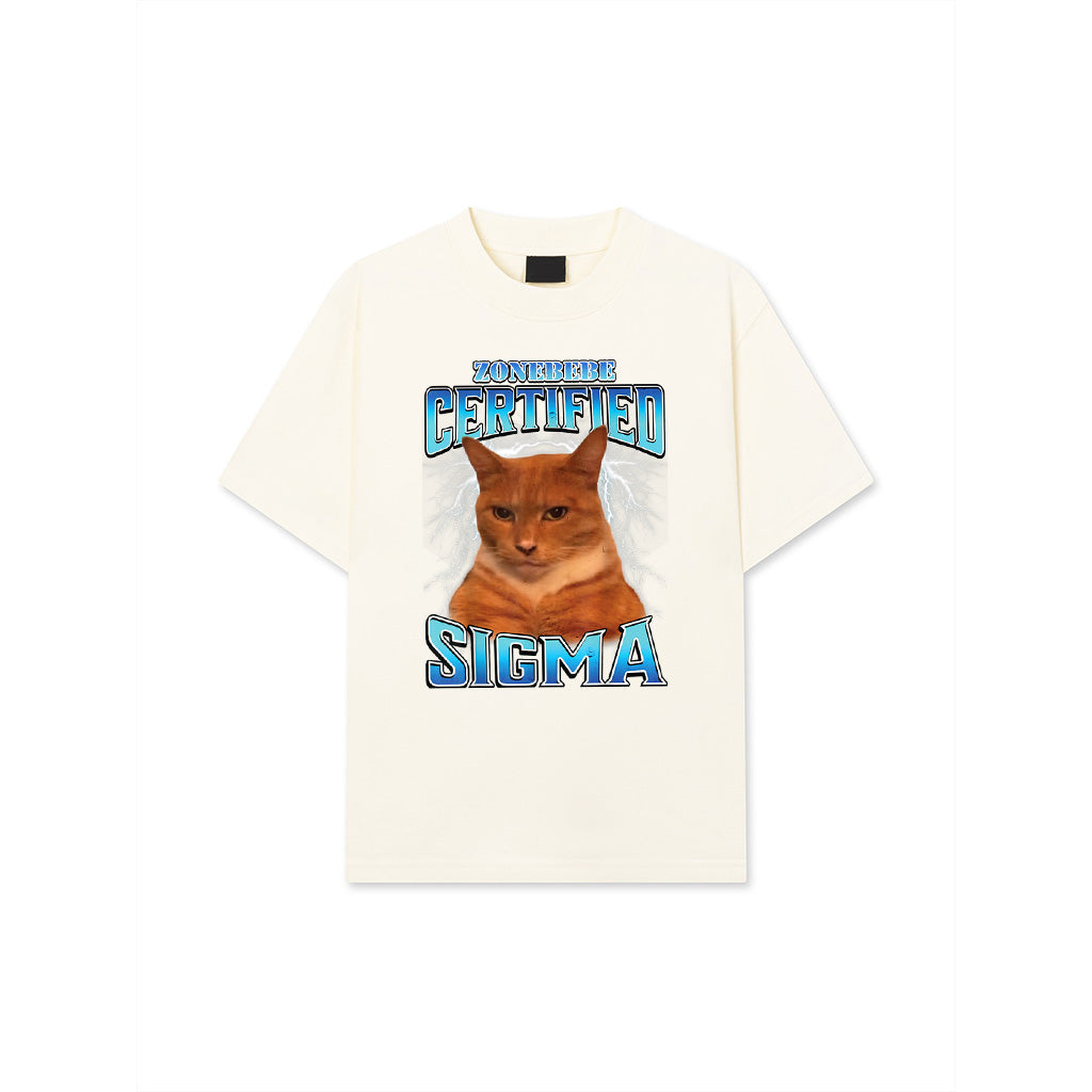 Certified Sigma Funny Staring Cat Meme Sarcastic Silly Cat T-Shirt