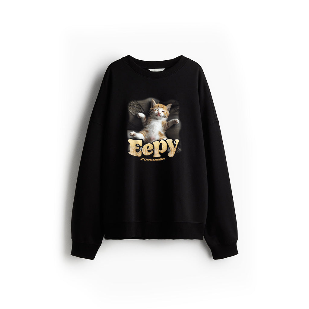 Eeppy Cat Silly Sleepy Cat Meme Kitten Comfortable Sleeping Sweatshirt