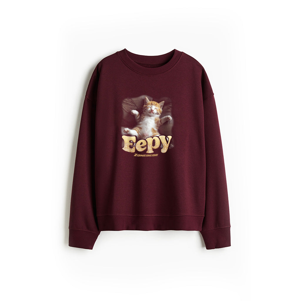 Eeppy Cat Silly Sleepy Cat Meme Kitten Comfortable Sleeping Sweatshirt