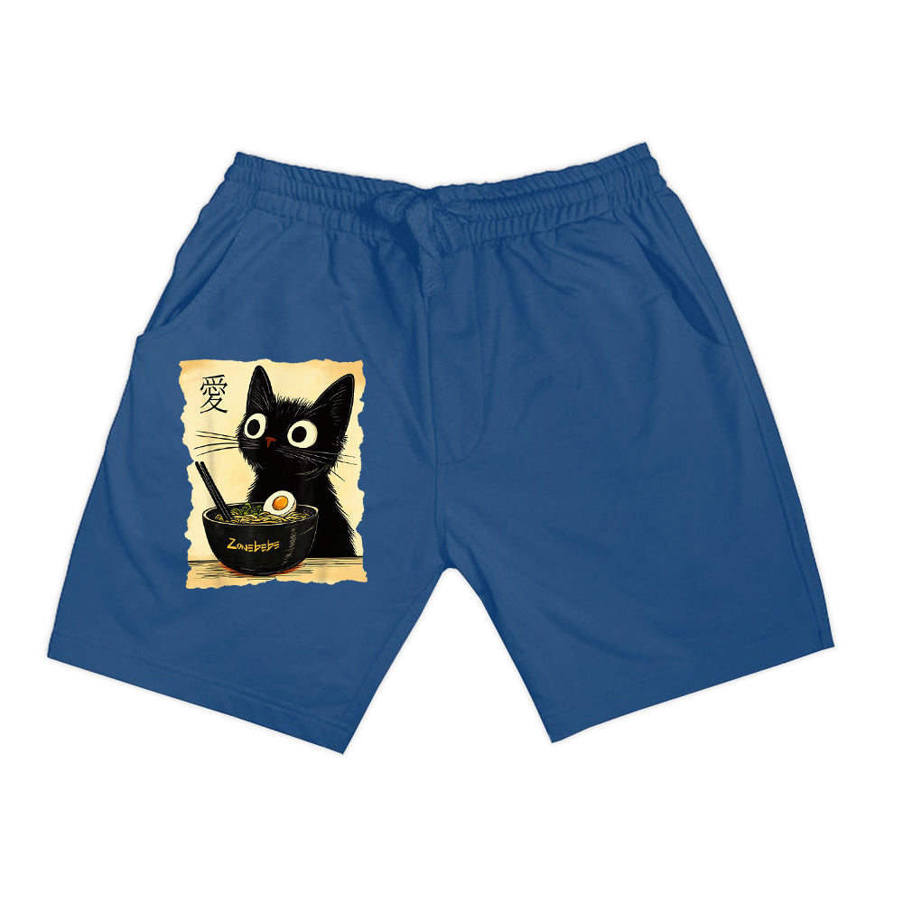 Funny Cat Ramen Graphic Tee Japanese Kawaii Anime Cat Shorts