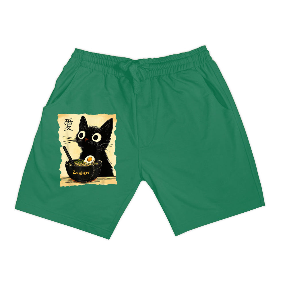 Funny Cat Ramen Graphic Tee Japanese Kawaii Anime Cat Shorts