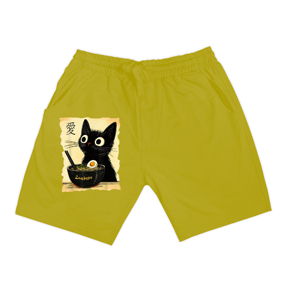 Funny Cat Ramen Graphic Tee Japanese Kawaii Anime Cat Shorts