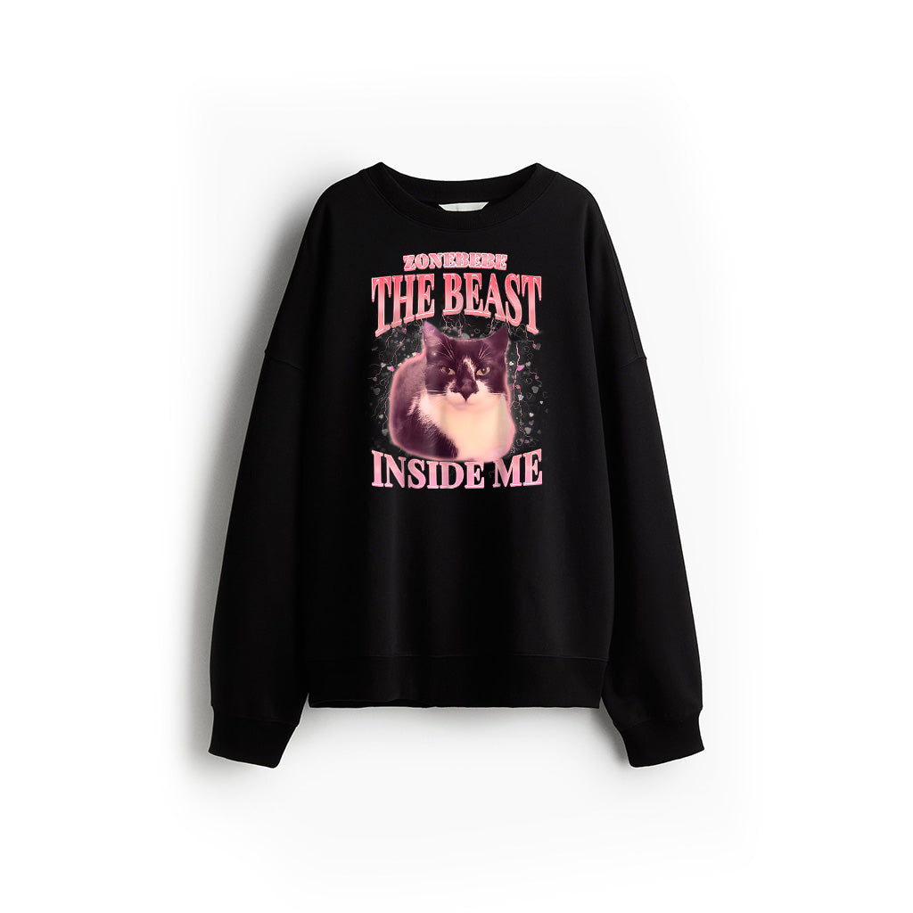 Funny The Beast Inside Me Silly Cat Meme Humor Saying Sweatshirt
