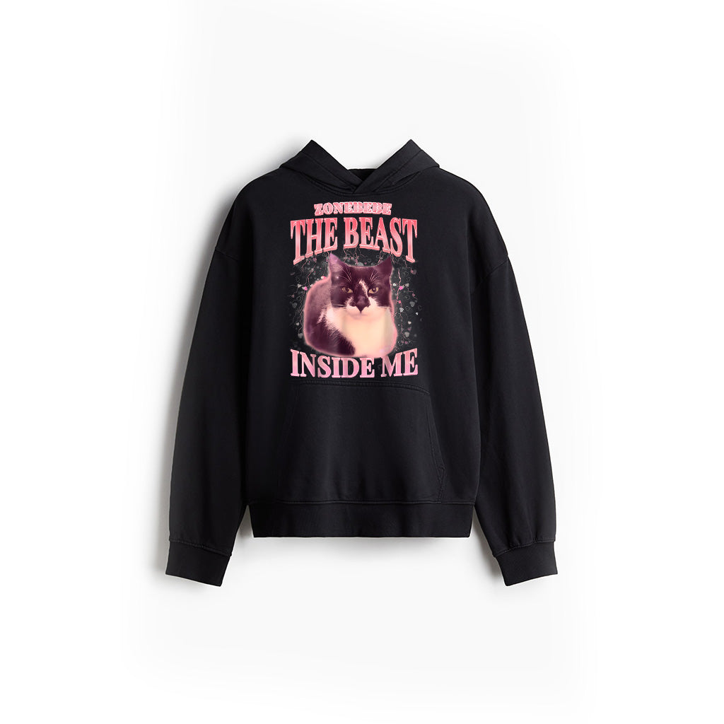 Funny The Beast Inside Me Silly Cat Meme Humor Saying Hoodie