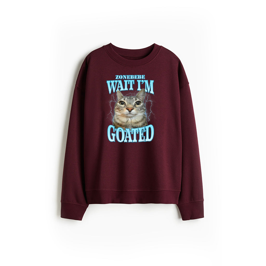 Funny Wait I'm Goated Silly Cat Meme Humor Silly Cat Saying Sweatshirt