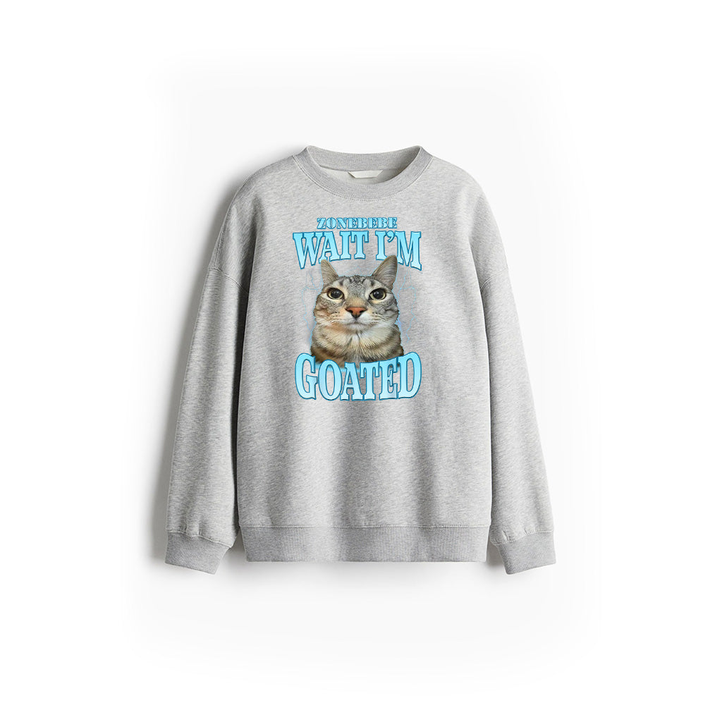 Funny Wait I'm Goated Silly Cat Meme Humor Silly Cat Saying Sweatshirt
