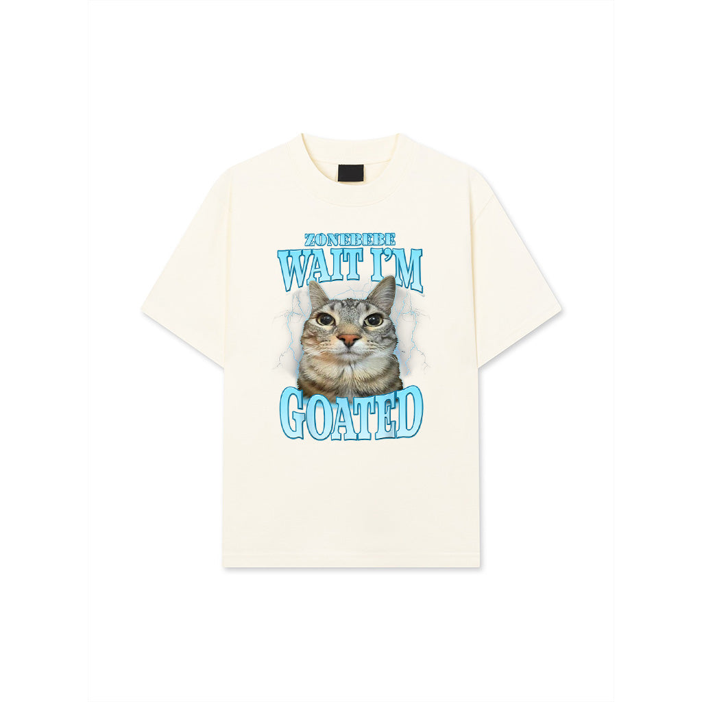 Funny Wait I'm Goated Silly Cat Meme Humor Silly Cat Saying T-Shirt