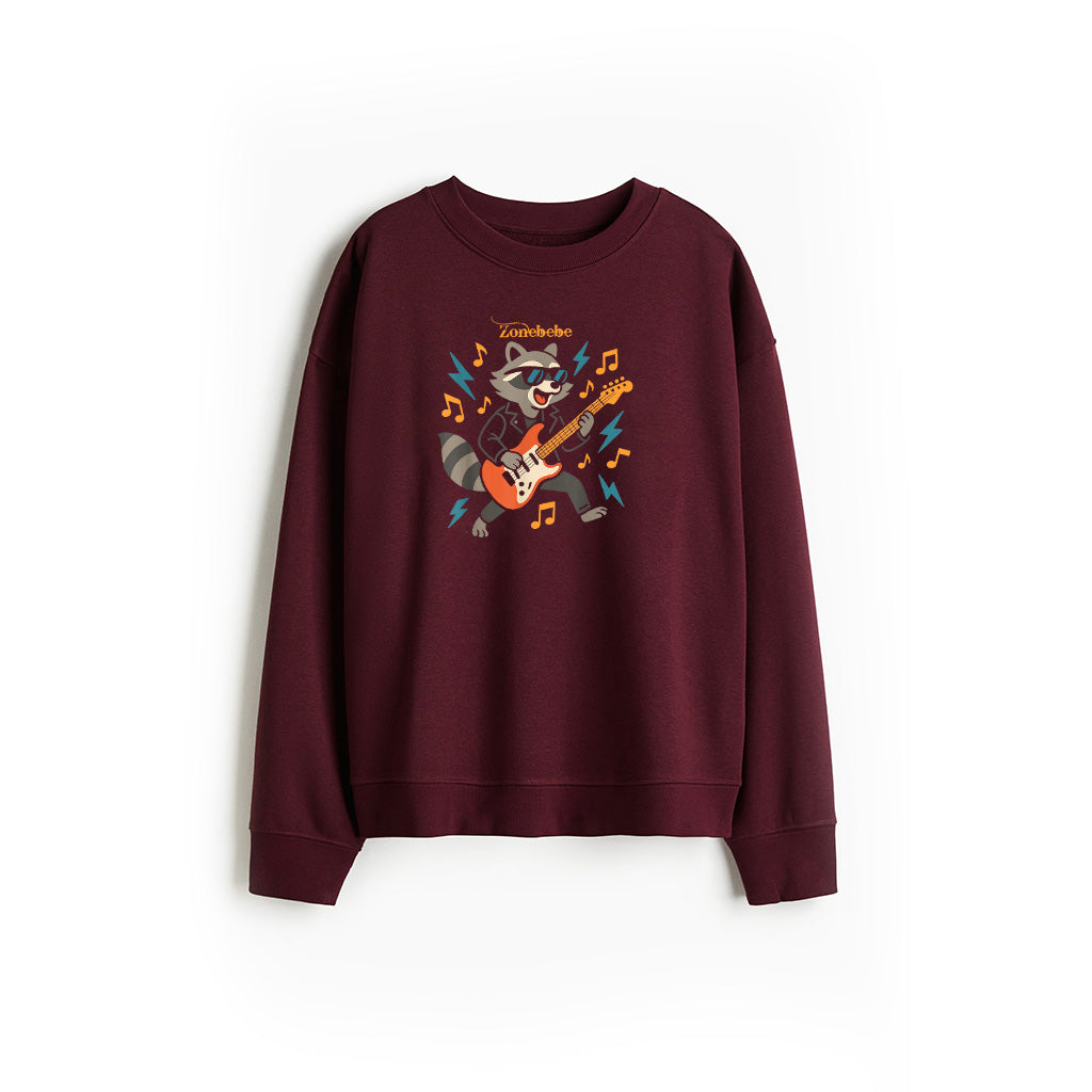 Raccoon Playing Electric Guitar Rock And Roll Music Vintage Sweatshirt