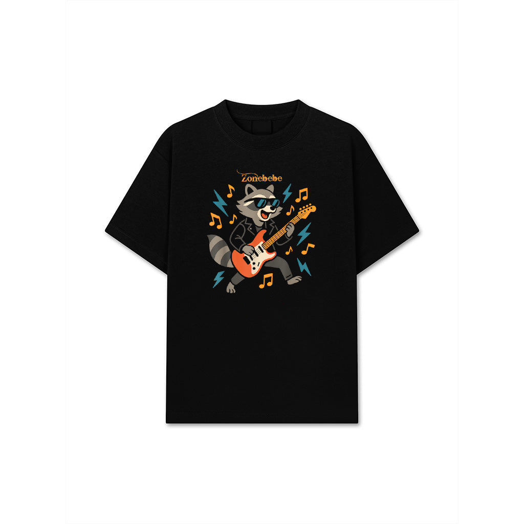 Raccoon Playing Electric Guitar Rock And Roll Music Vintage T-Shirt