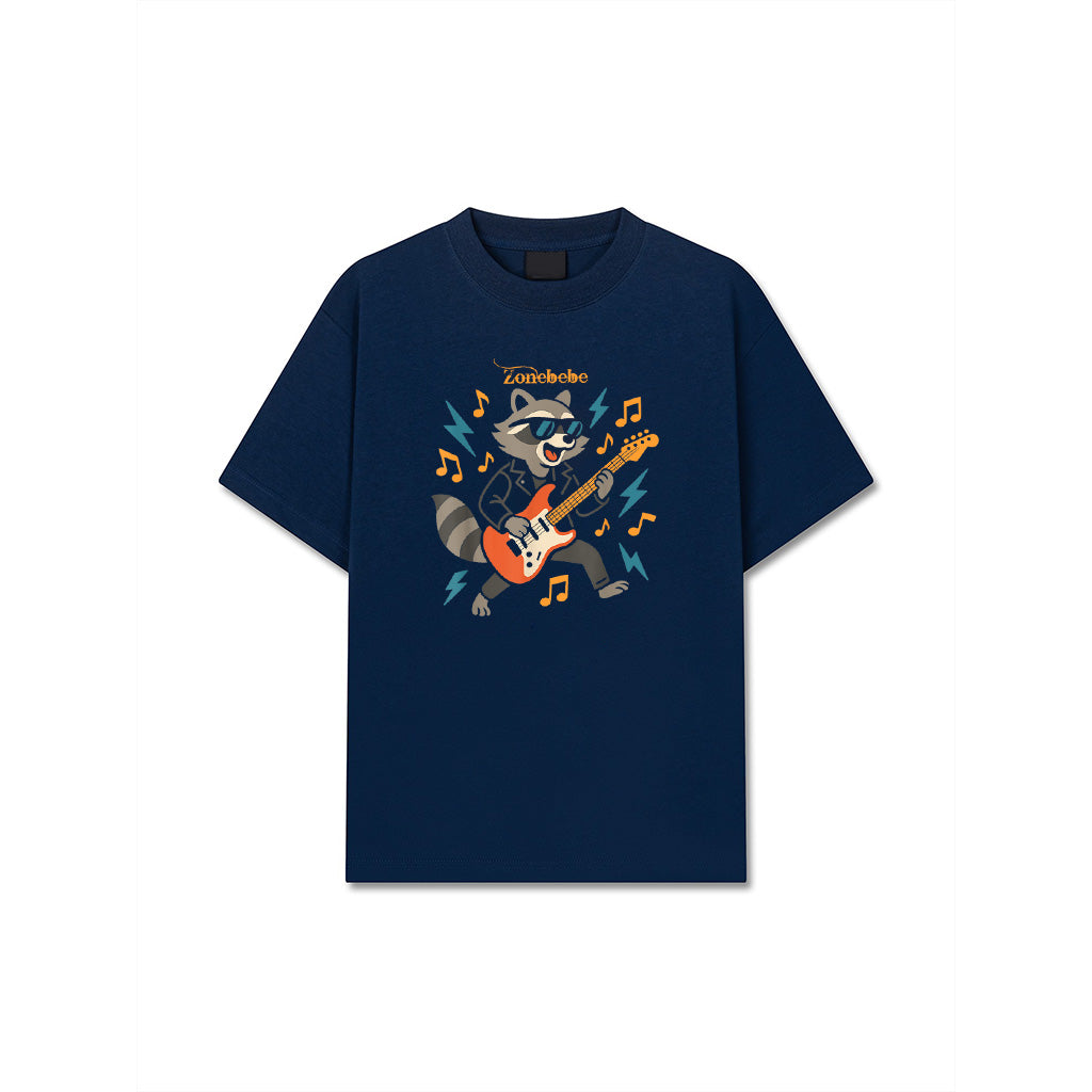 Raccoon Playing Electric Guitar Rock And Roll Music Vintage T-Shirt