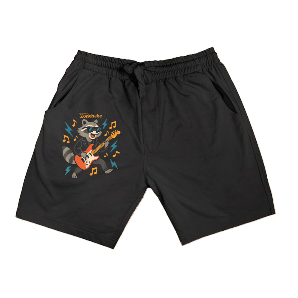Raccoon Playing Electric Guitar Rock And Roll Music Vintage Shorts