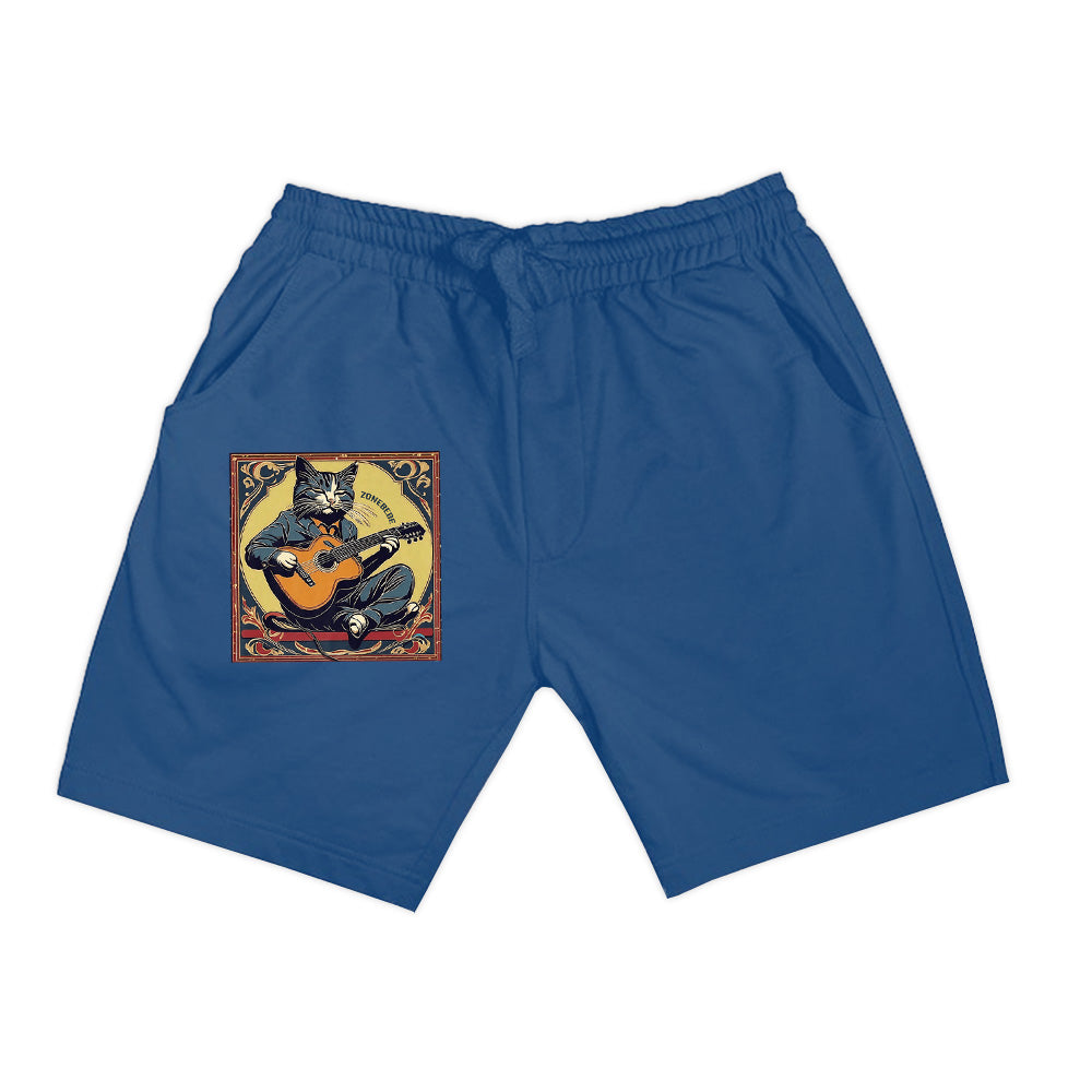 Retro Playing Acoustic Tabby Cat Guitar Music Lover Vintage Premium Shorts