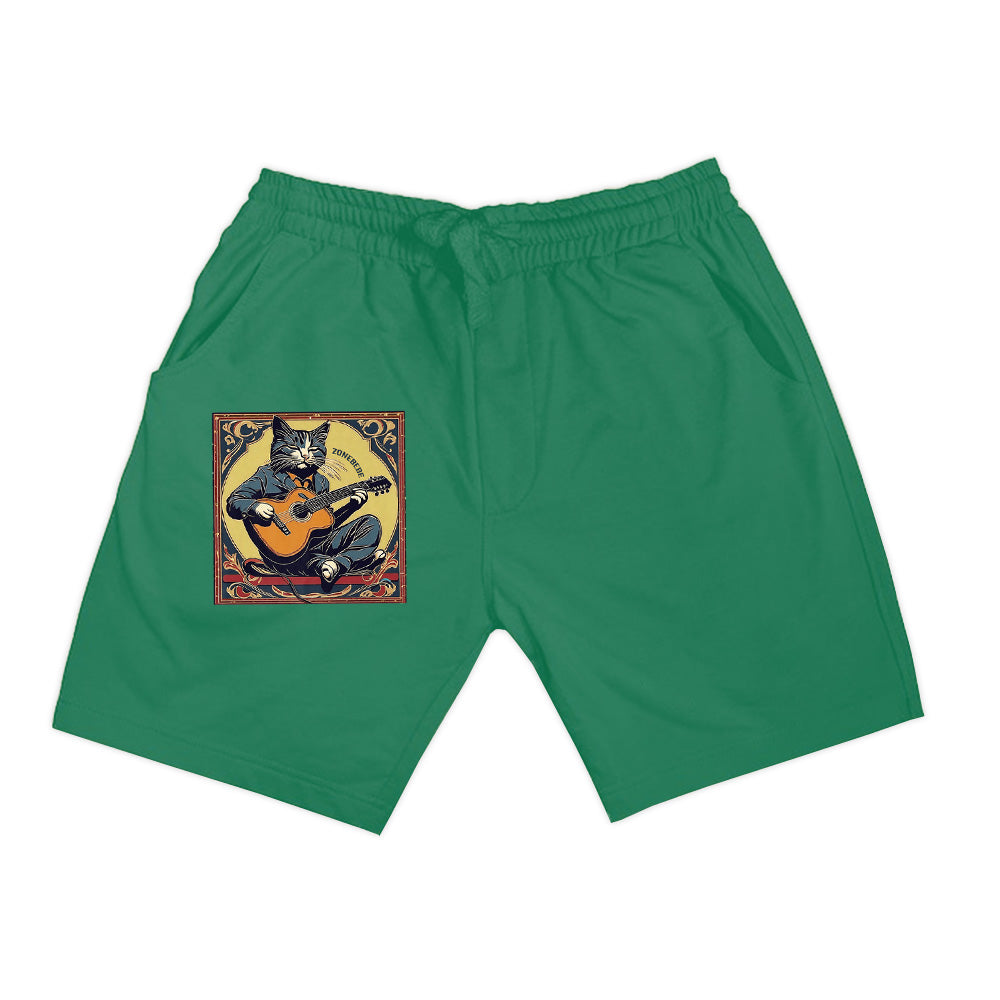 Retro Playing Acoustic Tabby Cat Guitar Music Lover Vintage Premium Shorts