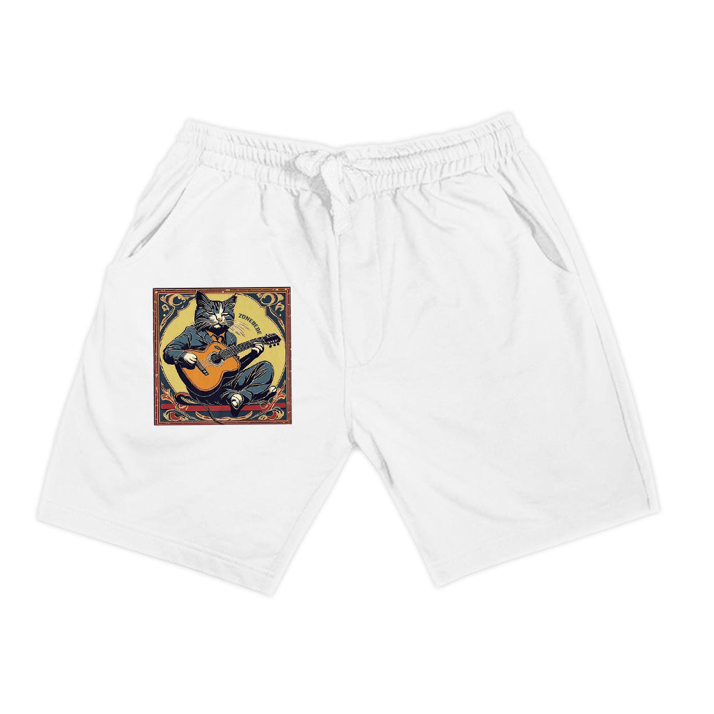 Retro Playing Acoustic Tabby Cat Guitar Music Lover Vintage Premium Shorts