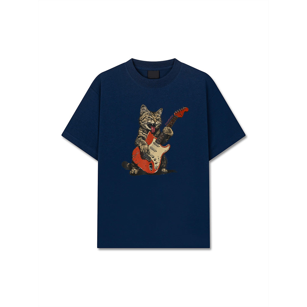 Rock And Roll Guitar Cat Vintage Rock Guitarist Cat T-Shirt