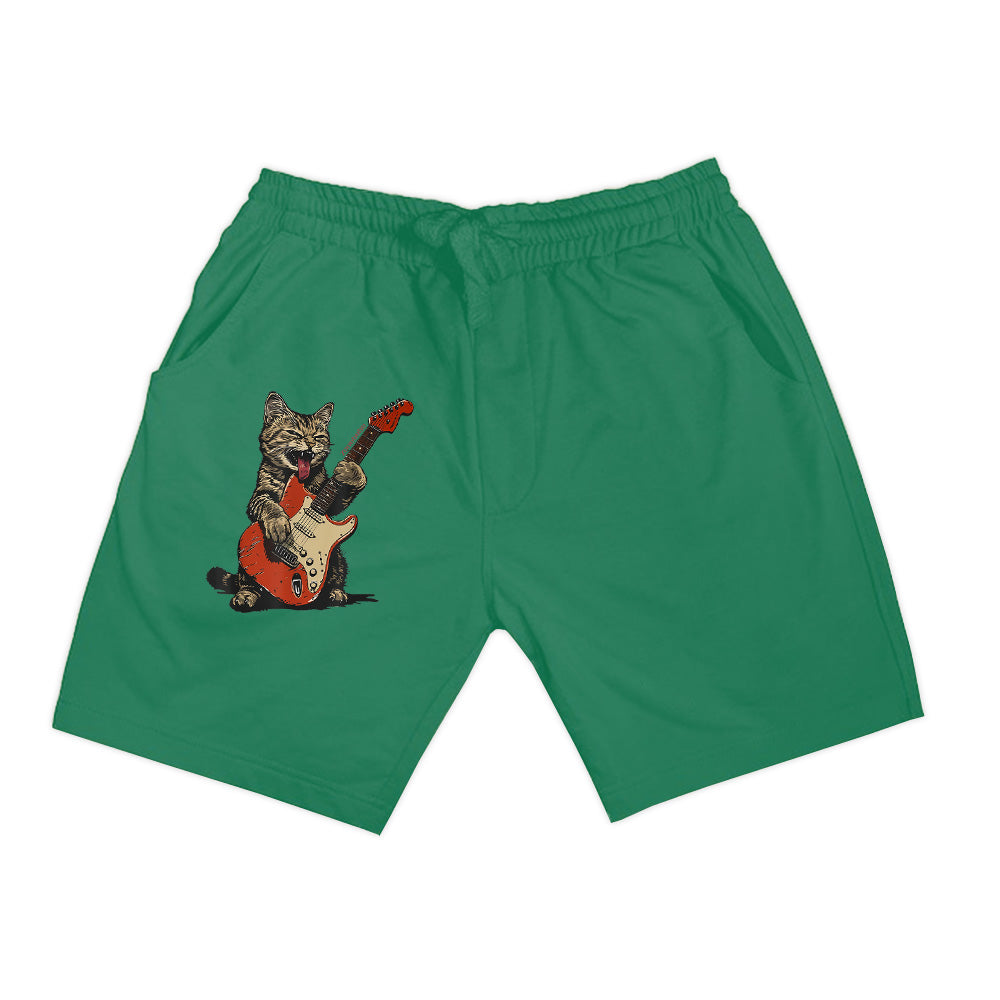 Rock And Roll Guitar Cat Vintage Rock Guitarist Cat Shorts