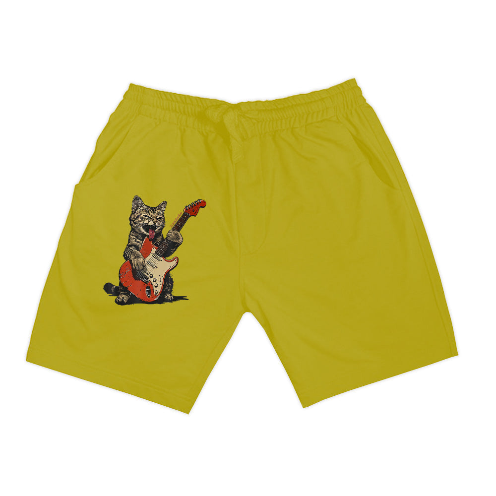 Rock And Roll Guitar Cat Vintage Rock Guitarist Cat Shorts