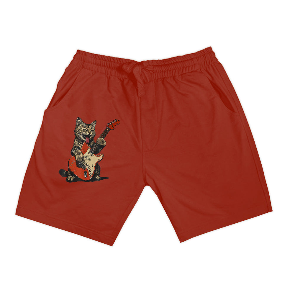 Rock And Roll Guitar Cat Vintage Rock Guitarist Cat Shorts