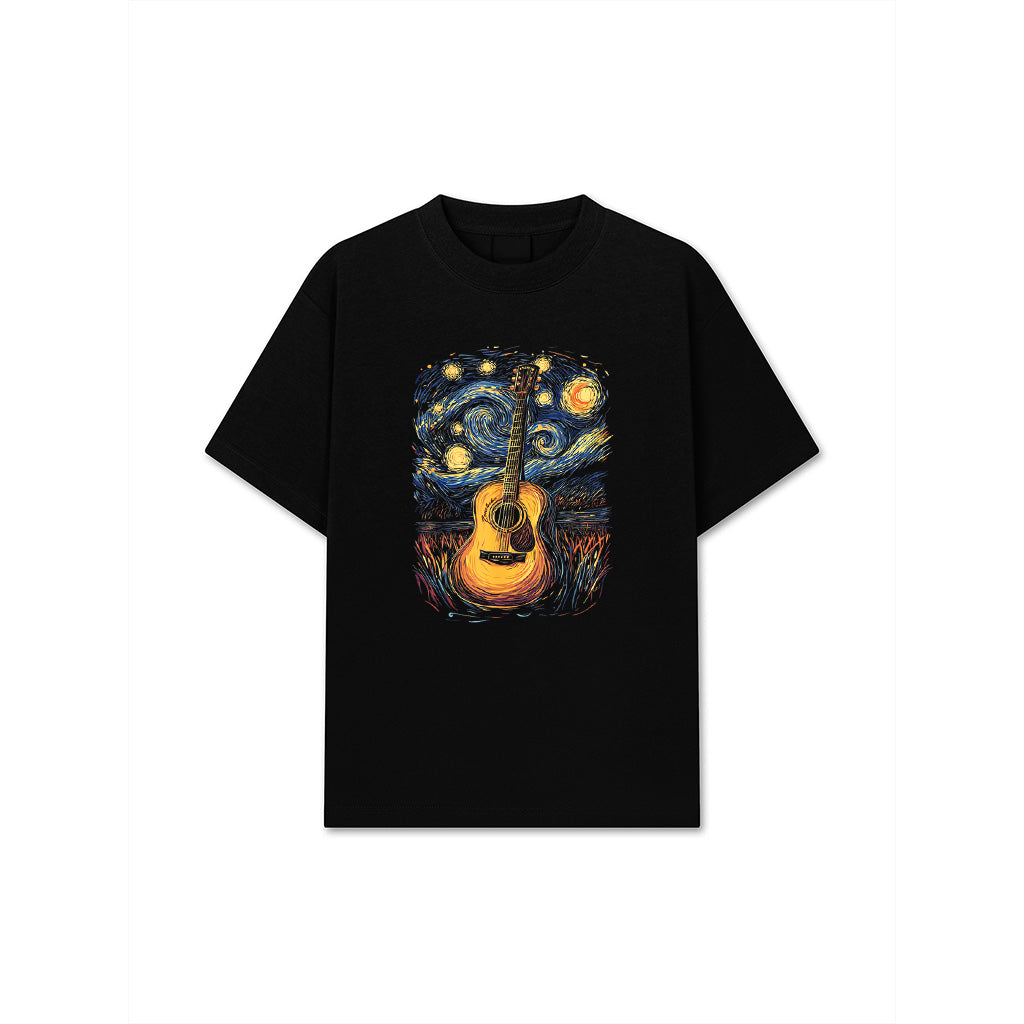 Starry Night Inspired Acoustic Guitar T-Shirt