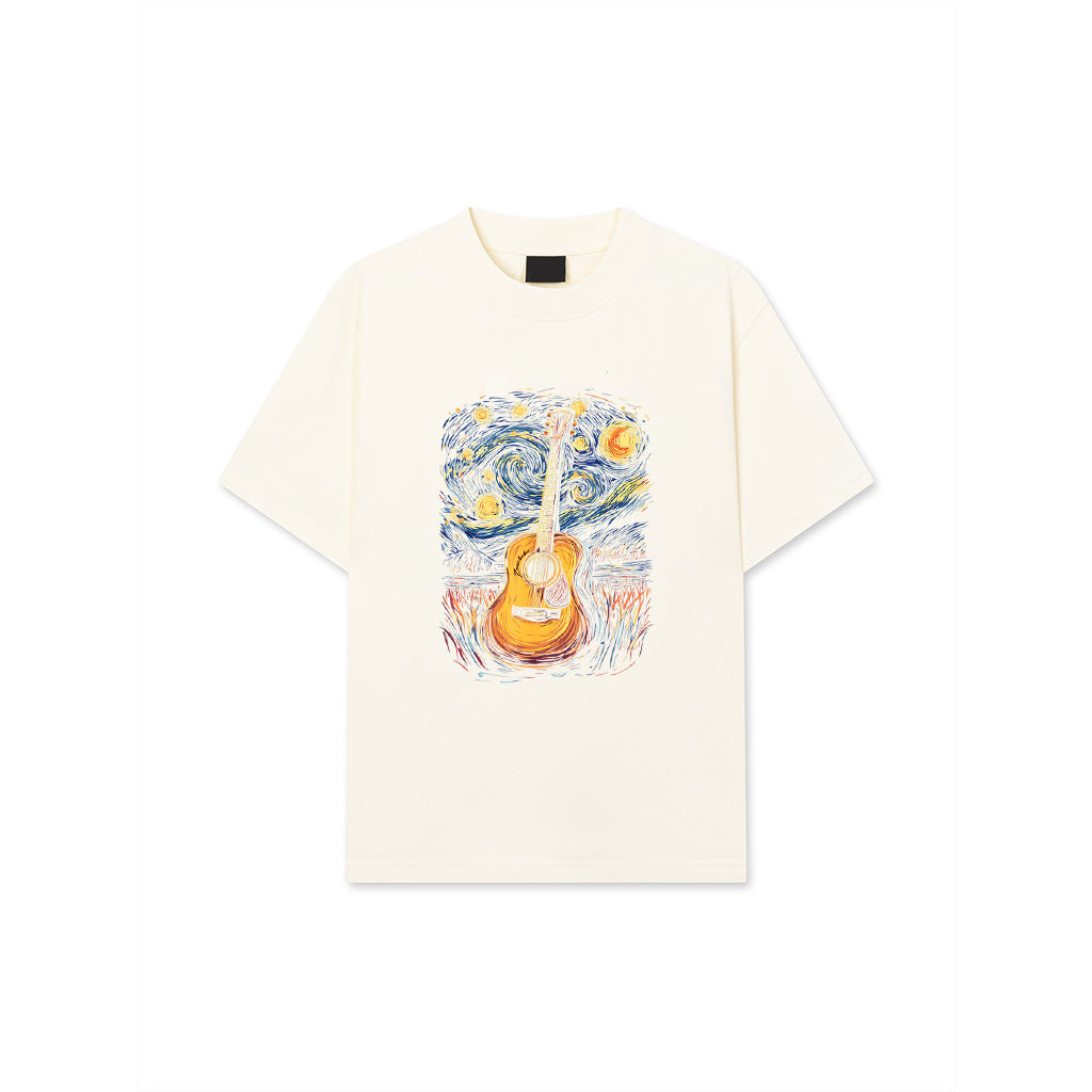 Starry Night Inspired Acoustic Guitar T-Shirt