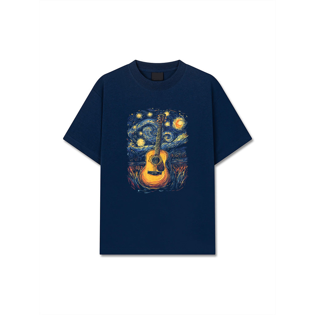 Starry Night Inspired Acoustic Guitar T-Shirt