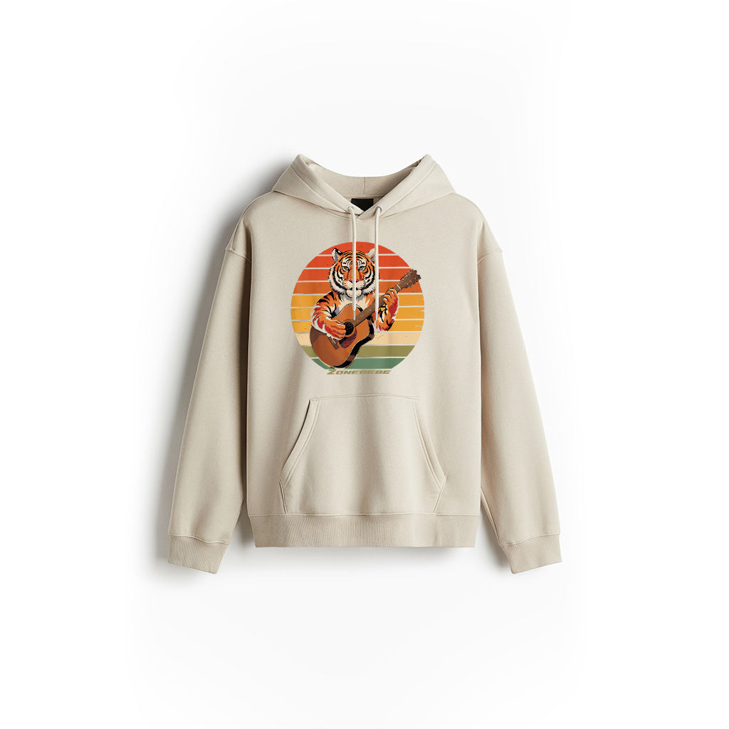 Tiger Playing Guitar Vintage Guitar Retro Rock Guitarist Hoodie