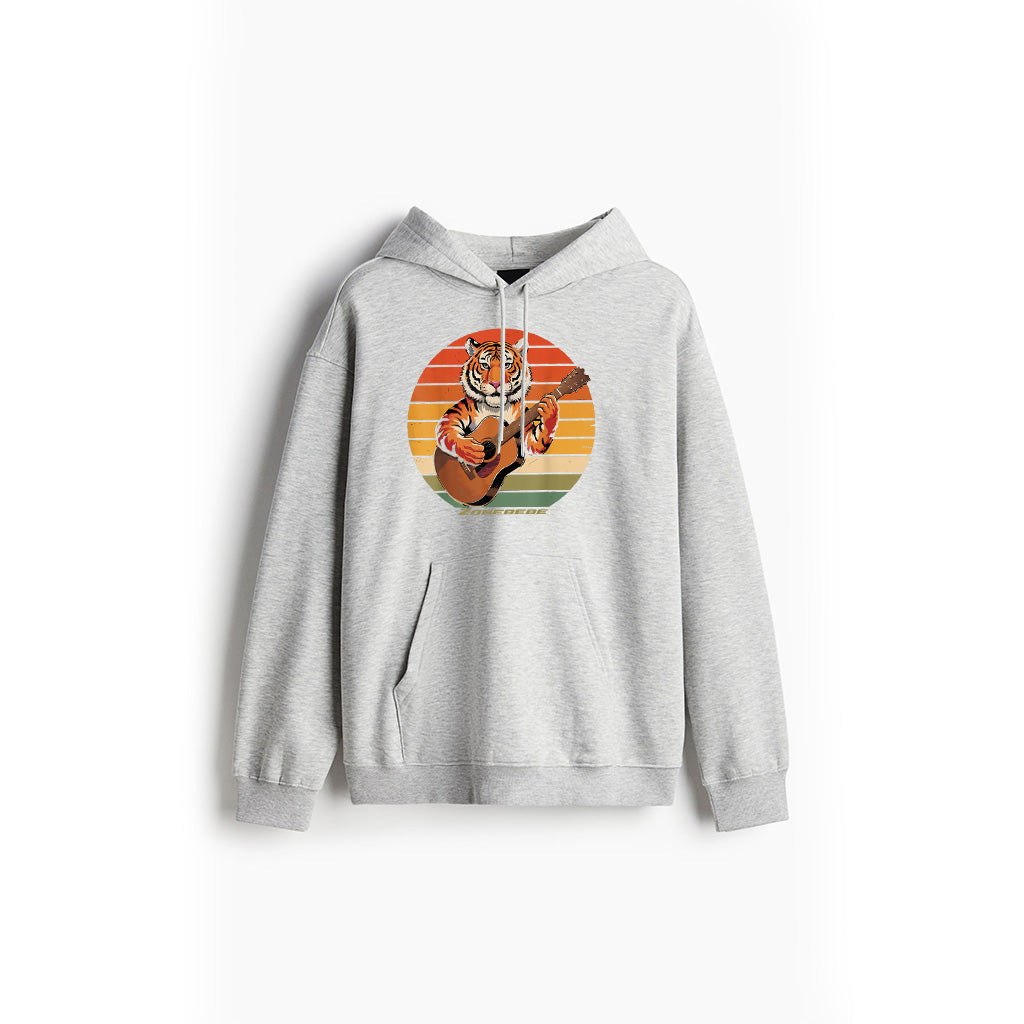 Tiger Playing Guitar Vintage Guitar Retro Rock Guitarist Hoodie