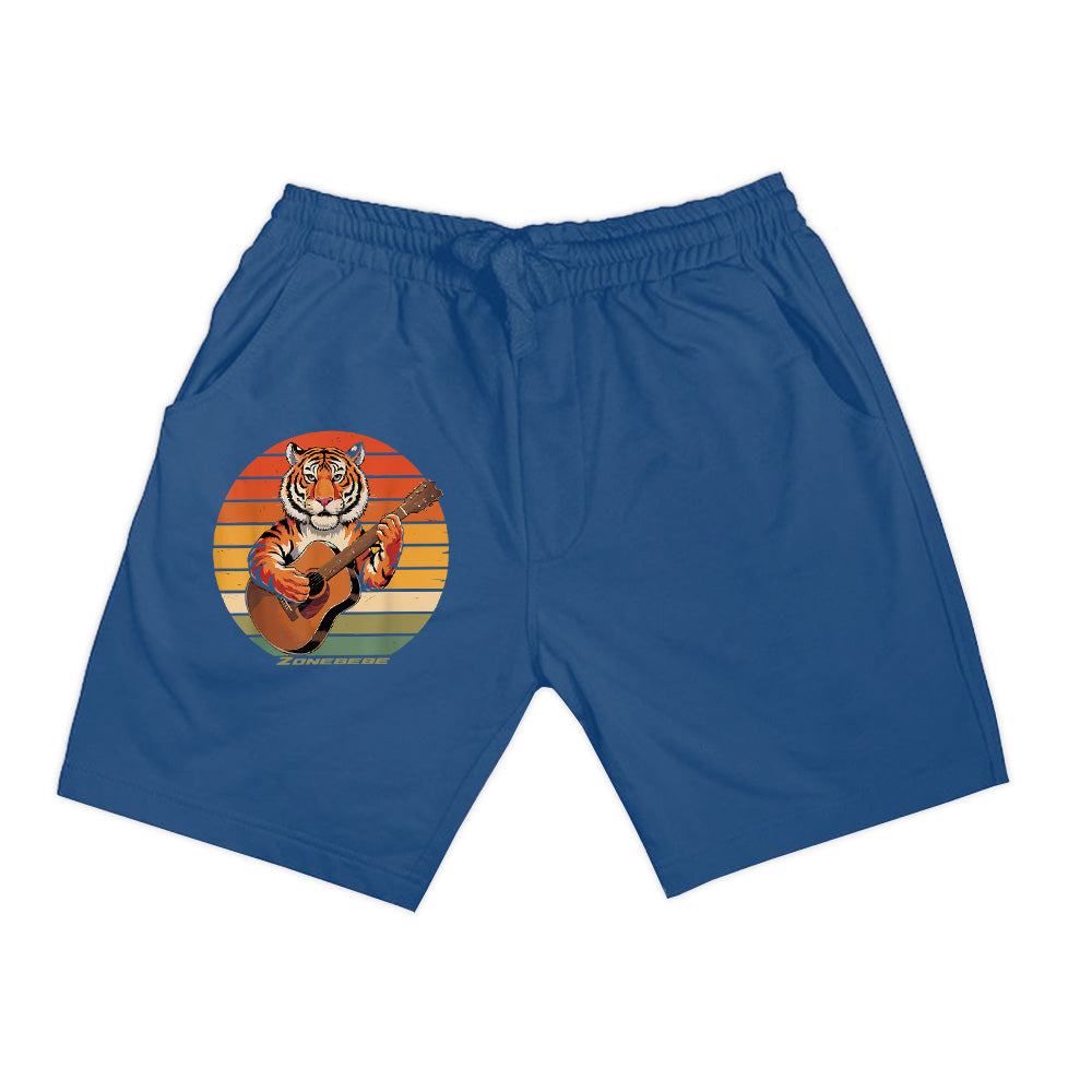 Tiger Playing Guitar Vintage Guitar Retro Rock Guitarist Shorts