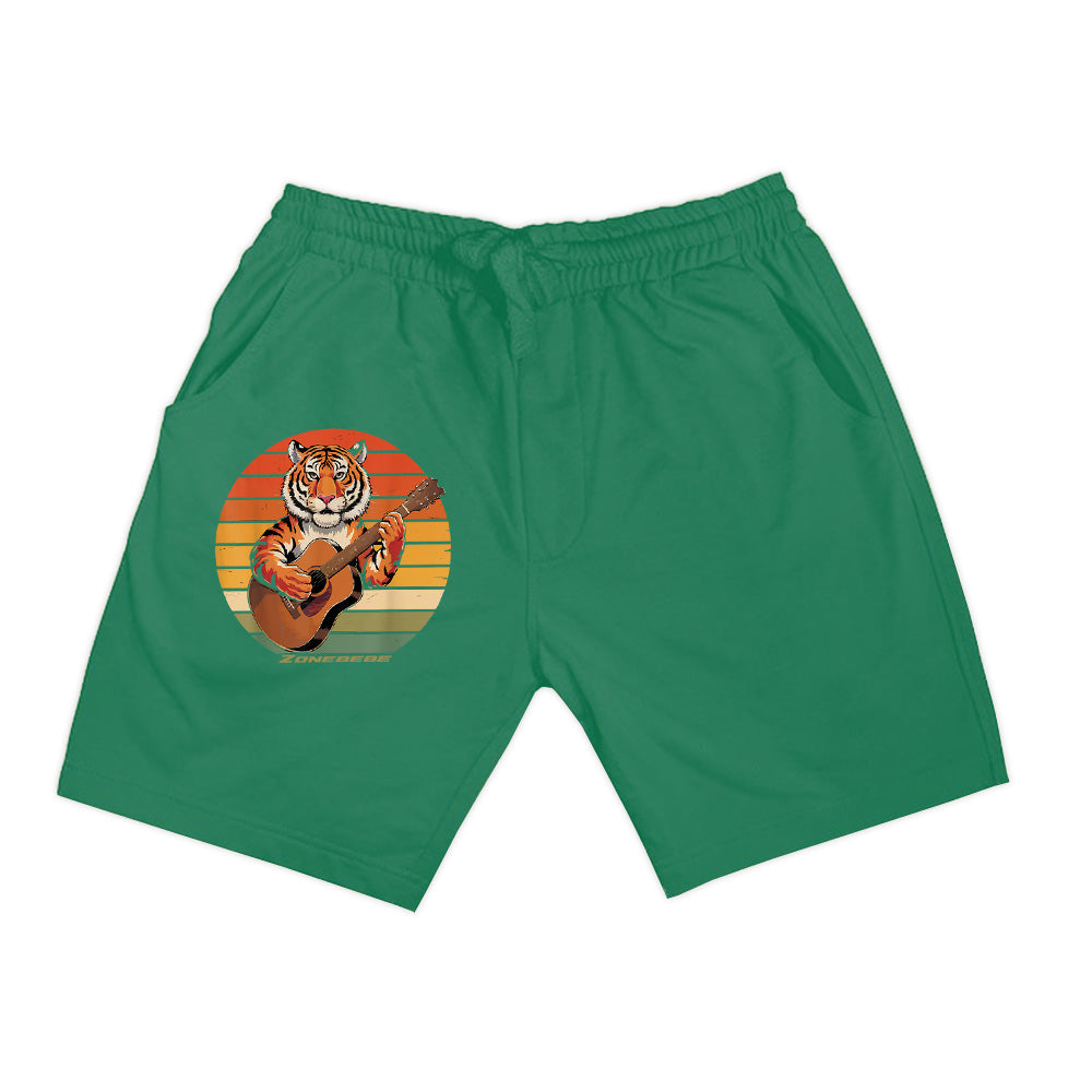 Tiger Playing Guitar Vintage Guitar Retro Rock Guitarist Shorts