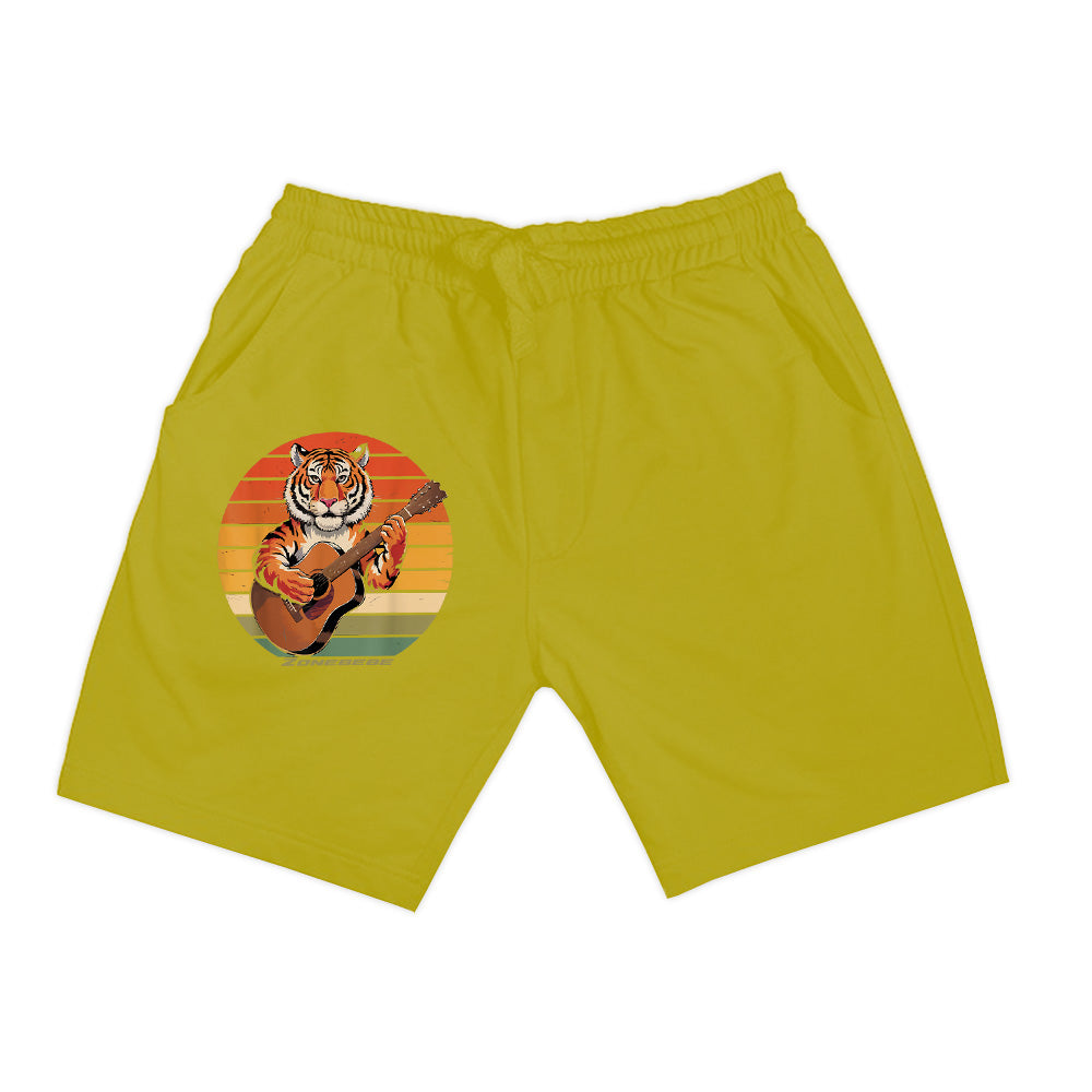 Tiger Playing Guitar Vintage Guitar Retro Rock Guitarist Shorts